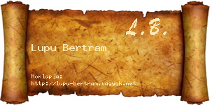 Lupu Bertram névjegykártya